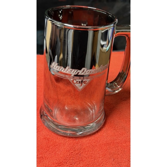 Harley-Davidson Las Vegas Glass Beer Mug Heavy Clear Barware - Picture 3 of 7